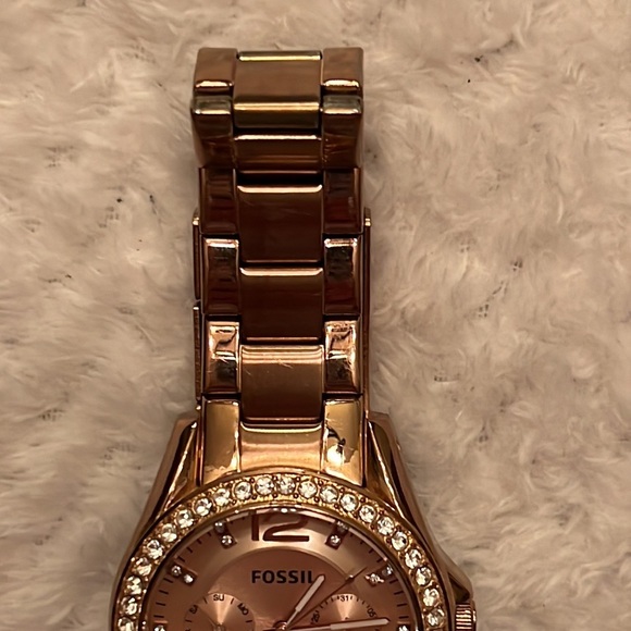 Fossil Womens Riley Multifunction Watch Crystals Rose Gold - Picture 7 of 9